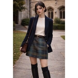 Wool Blend Lined Mini Skirt Tartan Plaid Preppy,  Academia Skirt Size 2